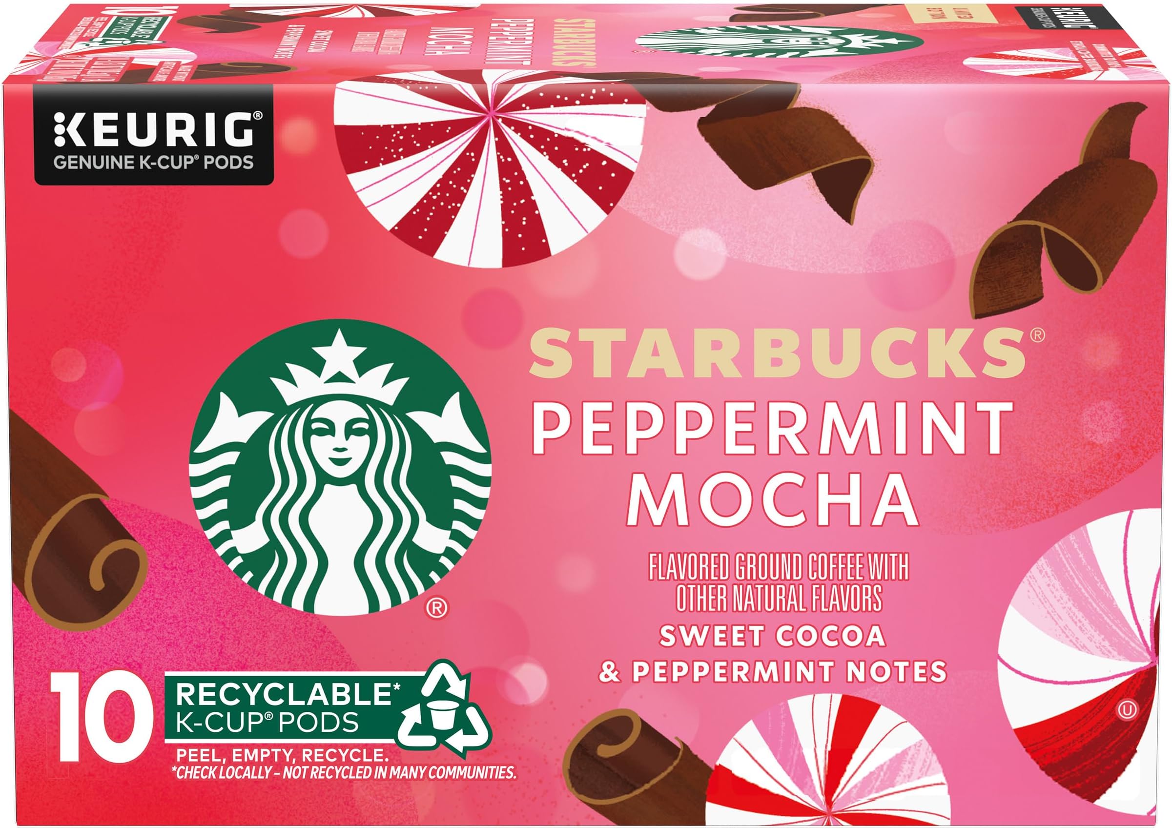 Flavored K-Cup Coffee Pods — Peppermint Mocha for Keurig Brewers — 1 box (10 pods)
