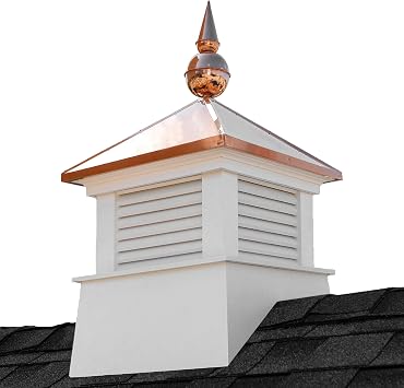 18" Square Manchester Vinyl Cupola with Avalon Copper Finial by Good Directions