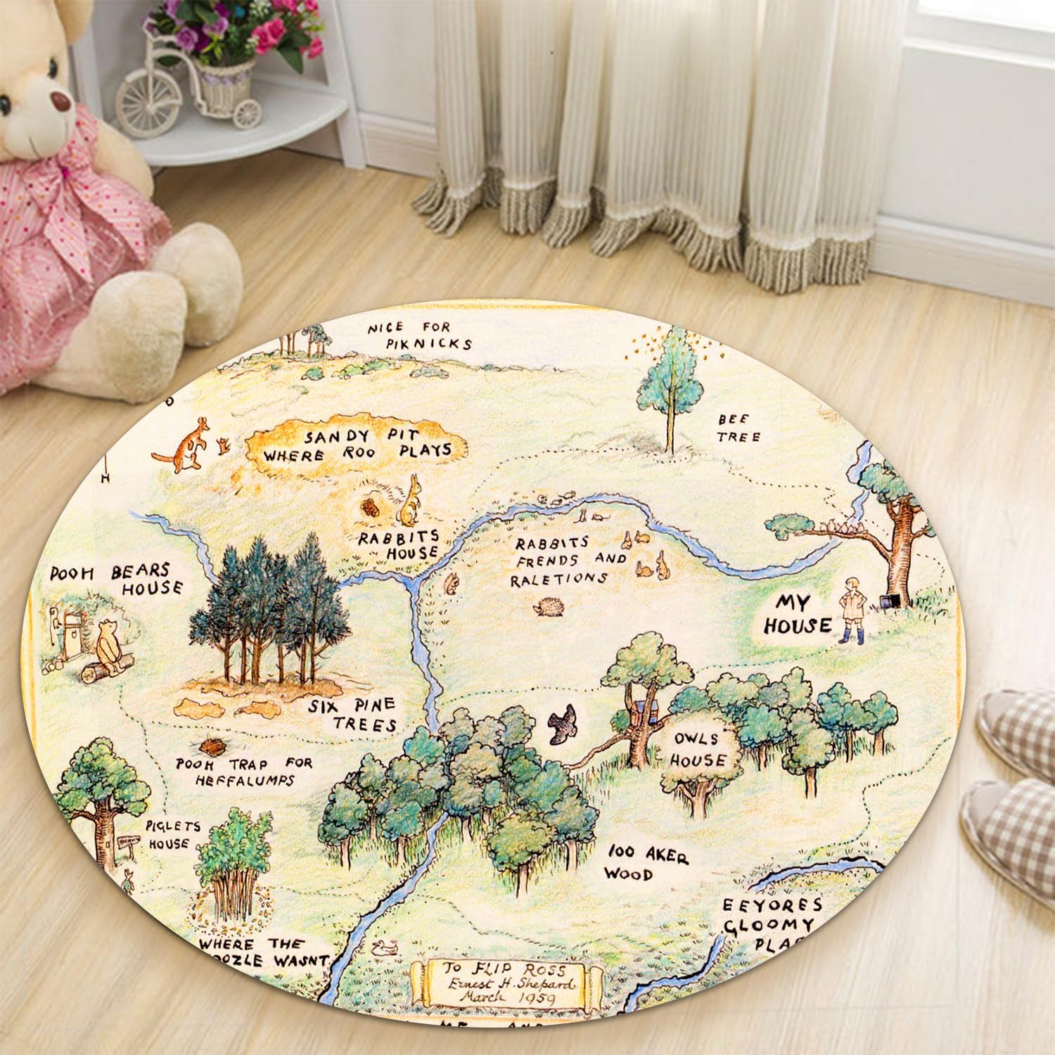 Amazon.com: CHILL CREW Hundred Acre Wood Map Round Rug100 acre wood ...