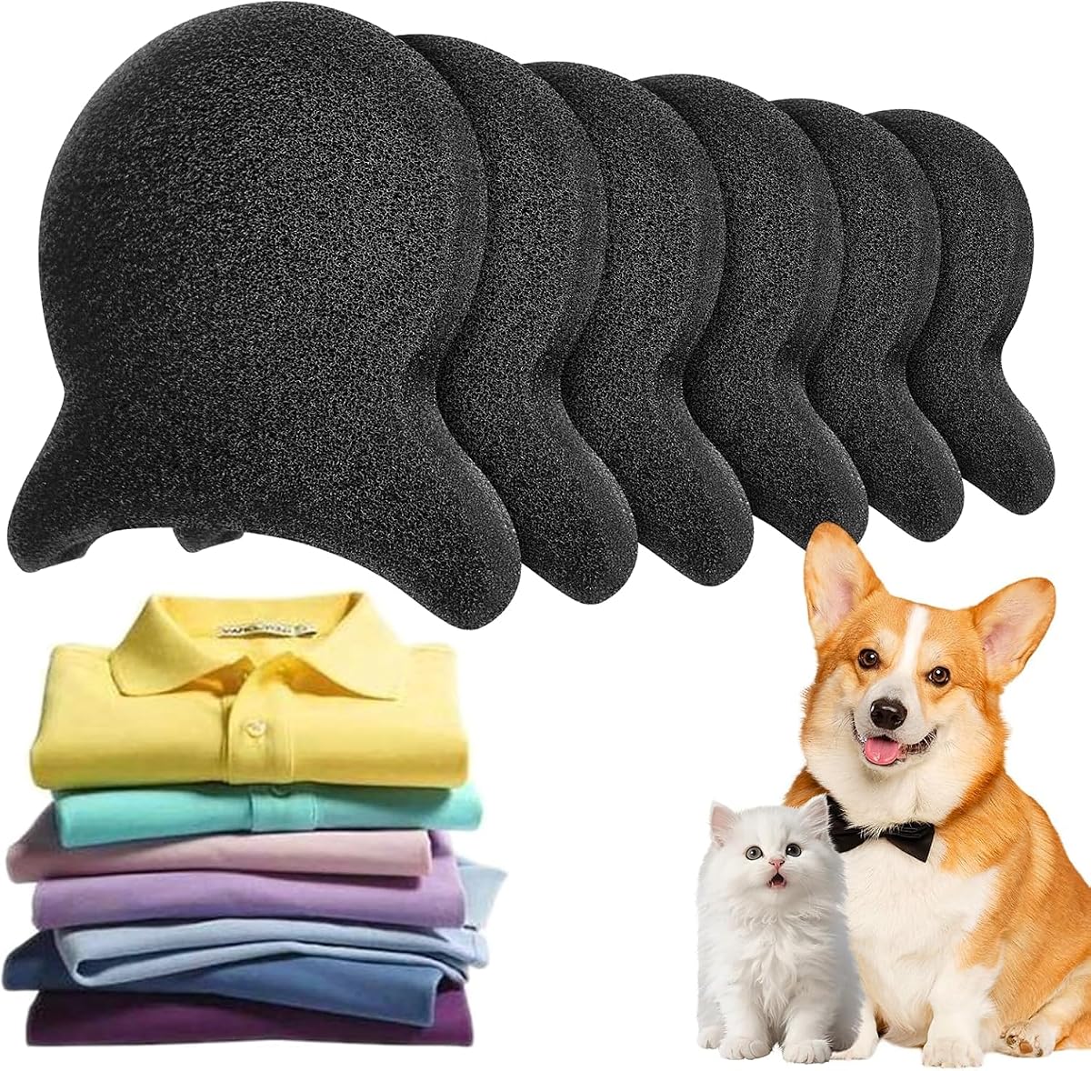 Pet Hair Remover for Laundry, Reusable Dog & Cat Hair Remover Tool, Effectively Removes Pet Hair, Lint and Dander from Bedding and Clothing, Suitable for Washing Machines, Dryers 6PCS