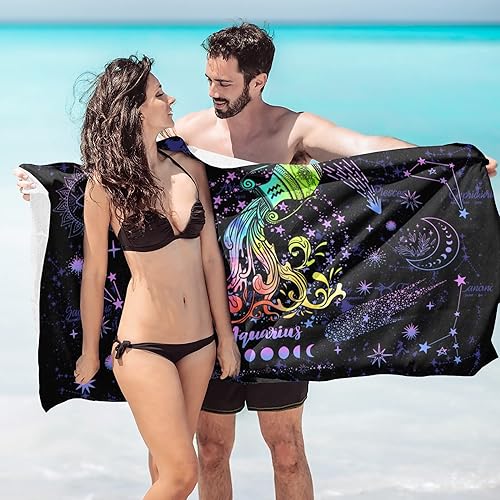 Miniatura 5 de Aquarius - Toalla de baño con signo del zodíaco, toalla de baño para piscina, natación, campamento al aire libre y deportes, toallas de