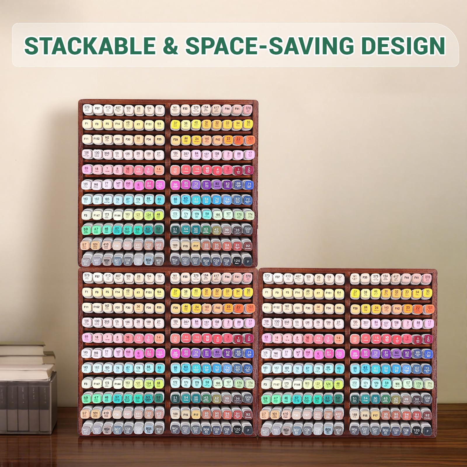 walowalo Marker-Organizer, Für 176/280 Marker, Marker-Halter Aus Bambus, Künstlerbedarf-Bleistift-Aufbewahrungs-Organizer, All-in-One-Marker-Aufbewahrung Stifte Organizer (Haltet 176pcs Marker-Holz)