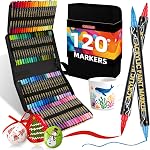 Marqueurs de peinture acrylique, Stylos de peinture acrylique,48 Couleurs Stylos à double pointe avec pointe de pinceau et pointe fine pour la peinture de roche,Plastique, Toile, Eggs de Pâques DIY Artisanat Art Supplies Panier de Pâques Stuffers