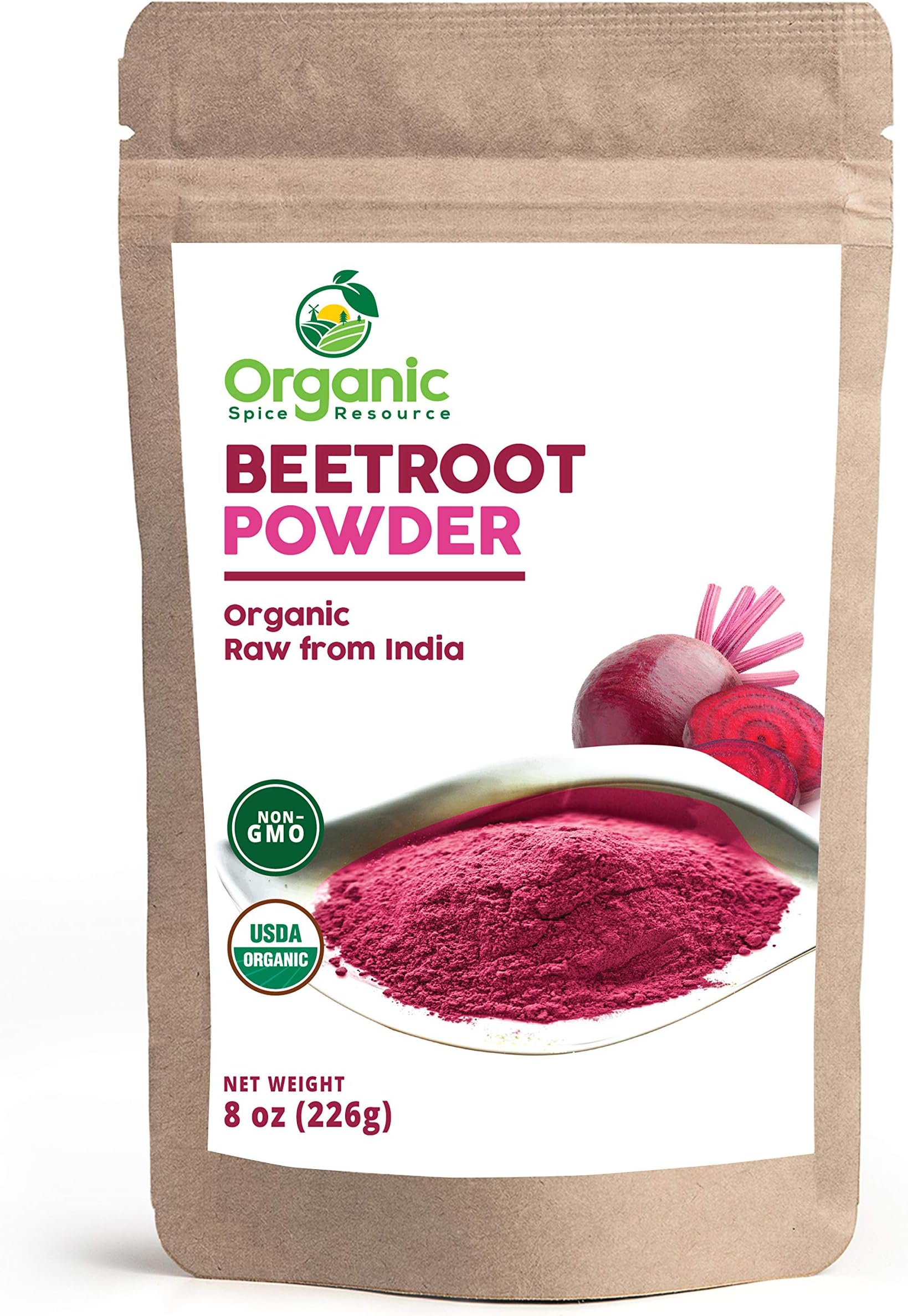 Organic Beet Root Powder | 8 oz or 226g | USDA Organic Approved, Raw and Non GMO | Nitric Oxide Booster, Increases Stamina and Circulation | Vegan | 100% Raw from India, by SHOPOSR(8oz)