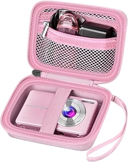ALKOO Pink Digital Camera Case for KODAK PIXPRO FZ45, CAMKORY, VAHOIALD FHD 1080P - Protective Bag with SD Card Pocket & Wrist Strap