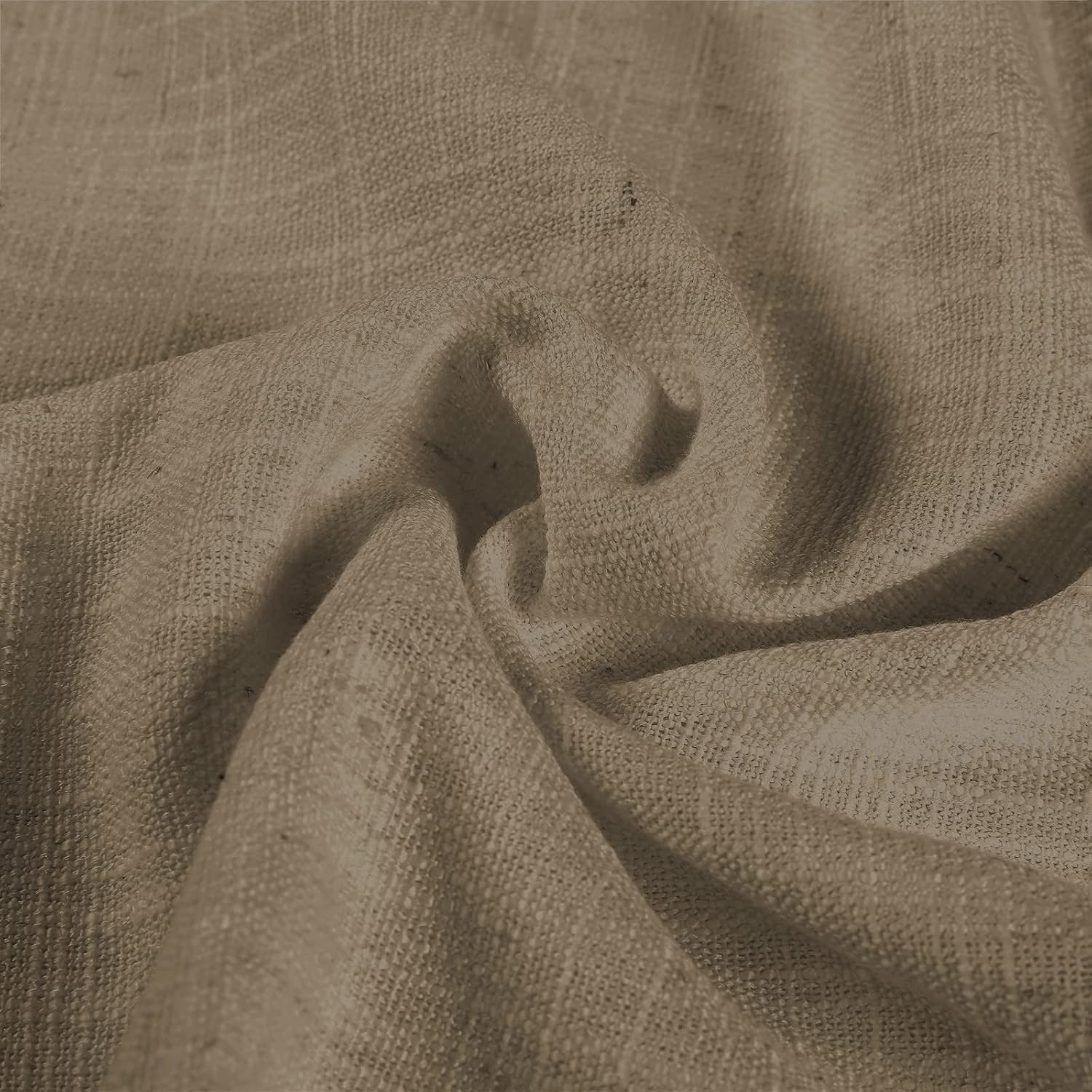 TWOPAGES Customizable Dim Gray Linen Curtain with Embroidery Trim Tape Decorative Window Curtain for Living Room Bedroom Light Filtering Pinch Pleated Drape, 1 Panel