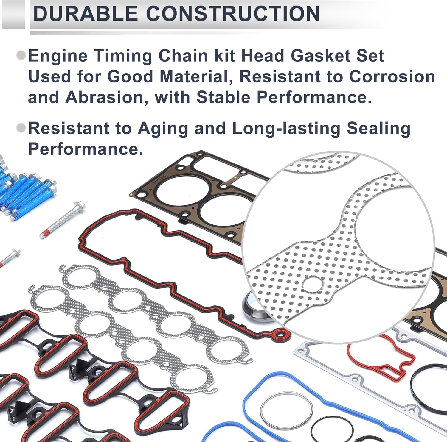 Cylinder Head Gasket Set for GMC Yukon 4.8L 2004-2006 Long-lasting Sealing Engine Intake Exhaust Valve Cover Gaskets No.HS26191PT-1 1 Set