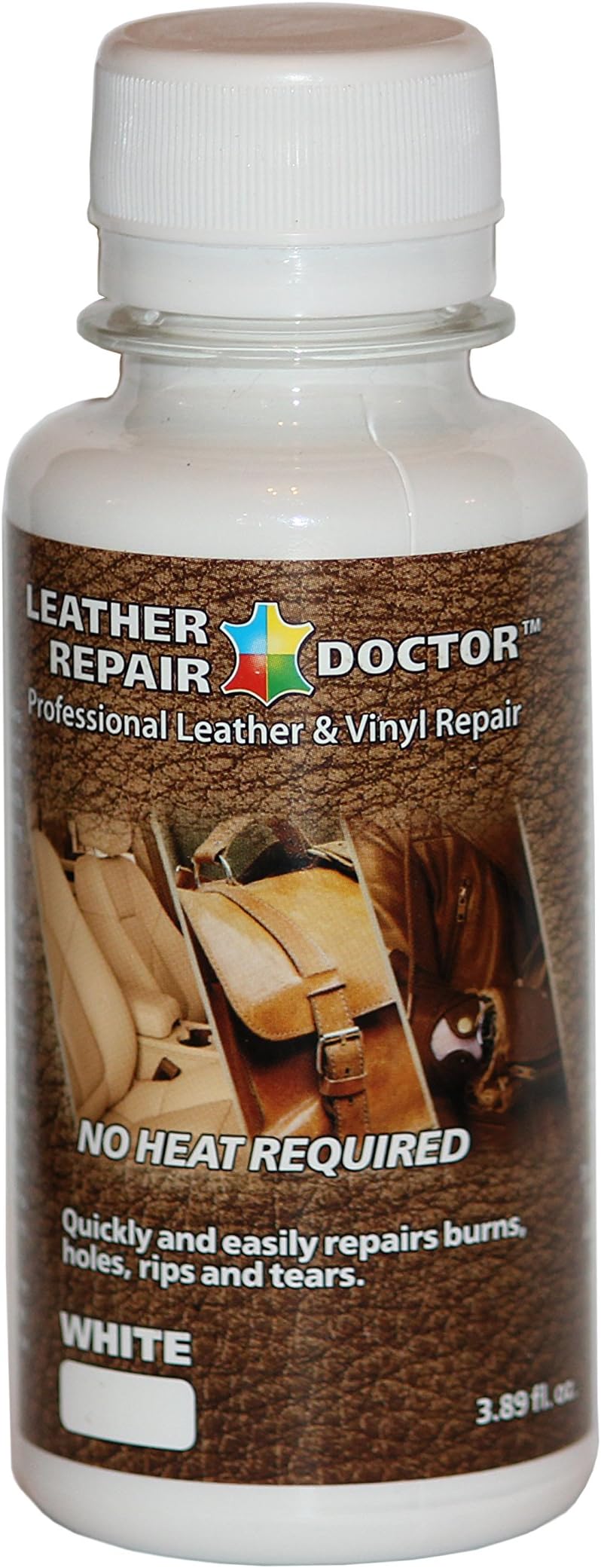 White Leather & Vinyl Repair Solution - No-Heat, Fast Drying, Professional Liquid Leather & Vinyl Furniture, Car Seats, Chair, Couch, Jacket, Boots, Belt and Purse Repair Adhesive