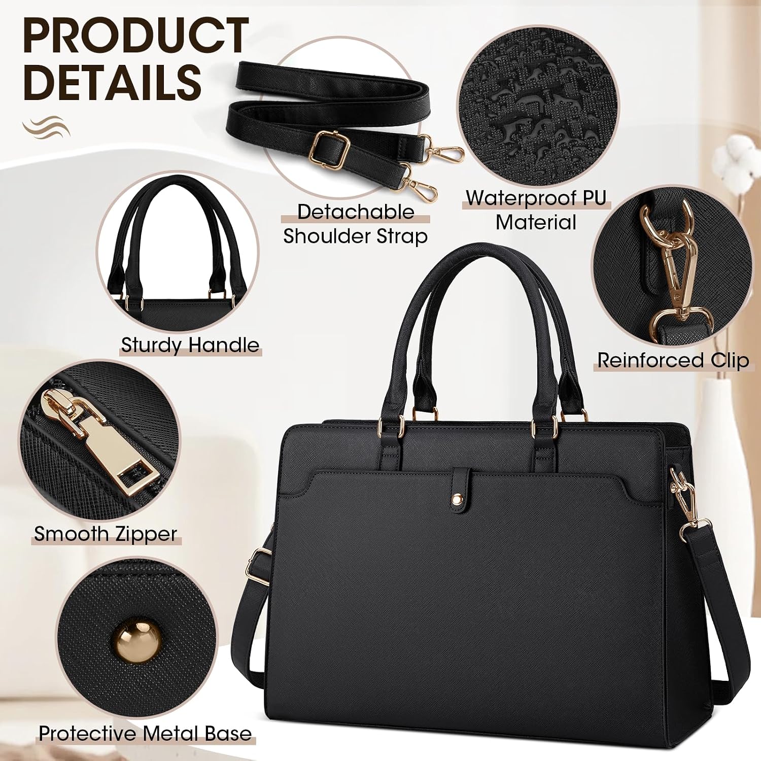 RAINSMORE Women's Shopper Handbag Large 15.6 Inches image 4