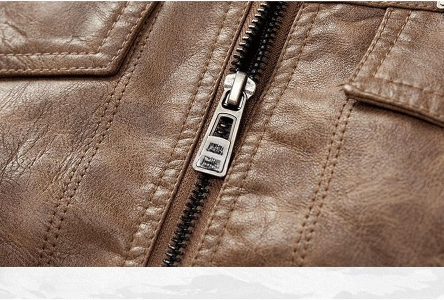 JEShifangjiusu Men's Faux Leather Jacket Lapel Collar Motorcycle Coat Full Zip Faux Leather Bomber Jackets