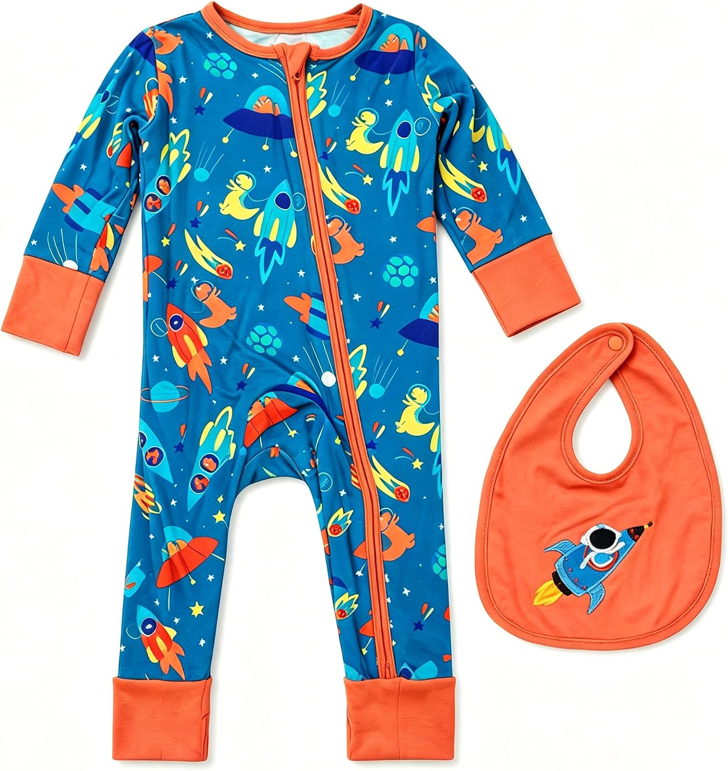 Leekalos Bamboo Baby Pajamas with Zipper, Soft Viscose from Bamboo Footie Pajamas for Newborn Baby with Bibs