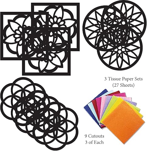 Miniatura 3 de VHALE Suncatchers Craft 3 juegos (9 recortes) con papel de seda con efecto de vitral, kit de atrapa el sol, arte de ventana, manualidades en el