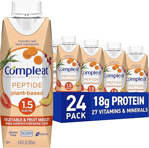 Nestle Compleat Peptide 1.5 Suplemento oral FrutaVegetal Sabor Mezcla de 8.45 oz Cartón 24 Ct
