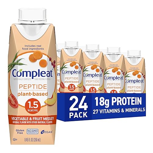 Nestle Compleat Peptide 1.5 Suplemento oral sabor vegetal/fruta 8.45 onzas, caja de 24 unidades