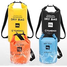 TOMSHOO 4 Pack Waterproof Dry Bag 5L+10L+20L+30L Roll Top Lightweight Dry Storage Bag Wet Dry Bags for Travel Swimming Boating Kayaking Camping Beach