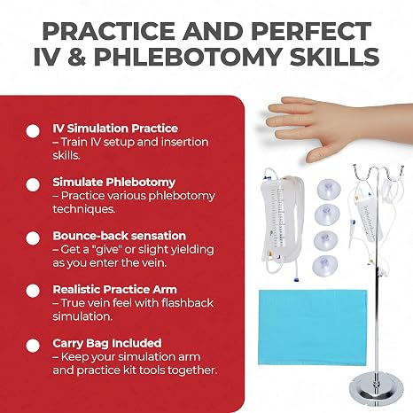 The Apprentice Doctor Phlebotomy Practice Kit Training Arm for Venipuncture & IV Simulation Perfect for Medical Students, Nursing Training & Phlebotomy Skill Development