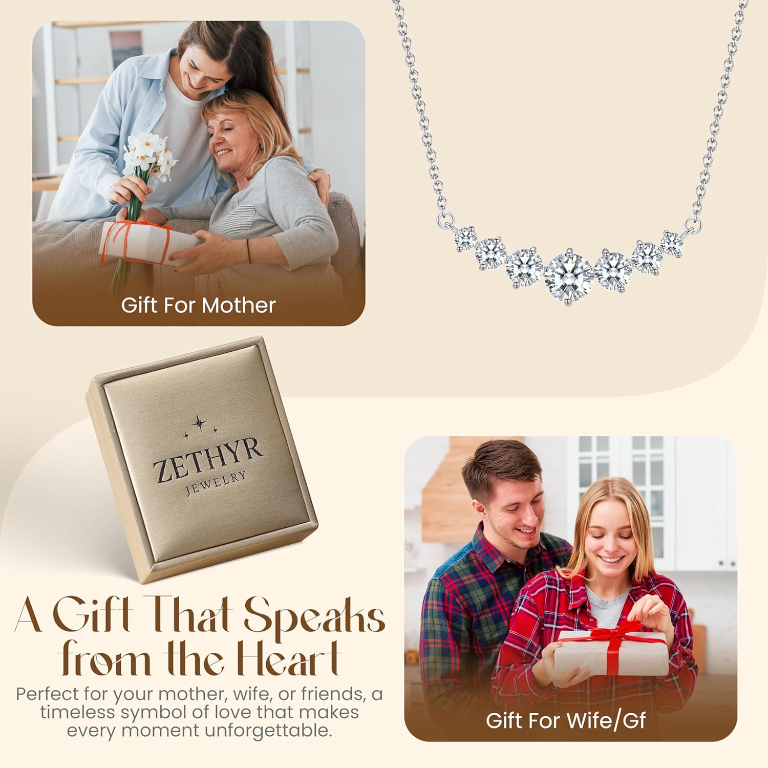 Moissanite Pendant Necklace, 2.3–3 Carat, Valentine’s Day Gift for Her, Romantic Anniversary & Birthday Jewelry, Sparkling Necklace for Women, Hypoallergenic 925 Sterling Silver - Image 4