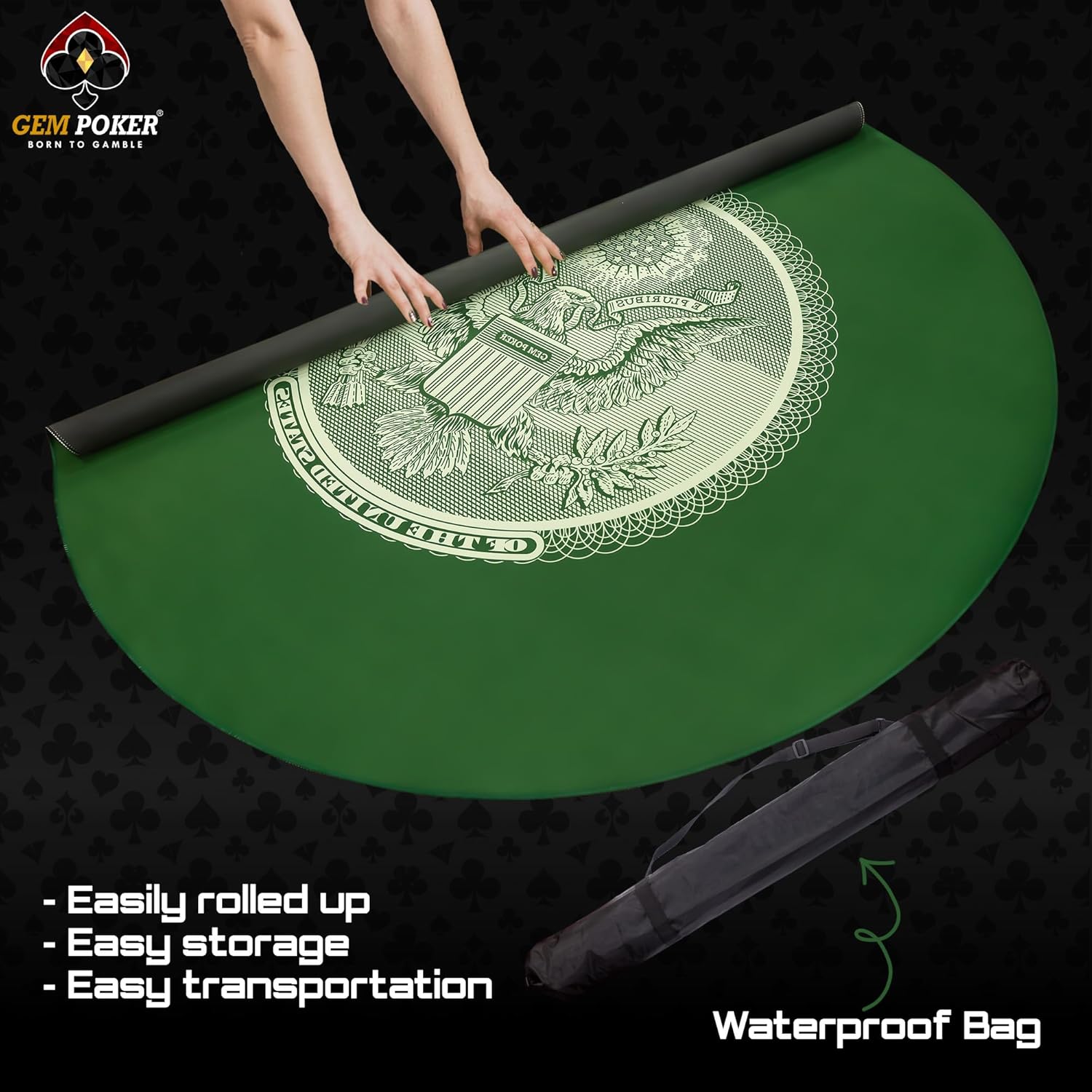 GEMPOKER 14 Gram Clay Poker Chips Set and Professional Round Poker Mat for Table for Texas Hold’em, 500PCS Numbered Chips, Nonslip Poker Mat