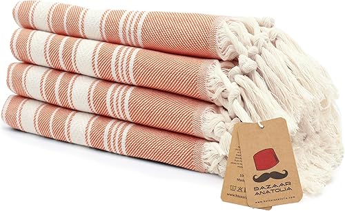 Vista 28 de Bazaar Anatolia - Juego de 4 toallas de mano turcas 39" x 19" - Toalla decorativa turca para baño, 100% algodón, cocina, cara, cabello, té, paño