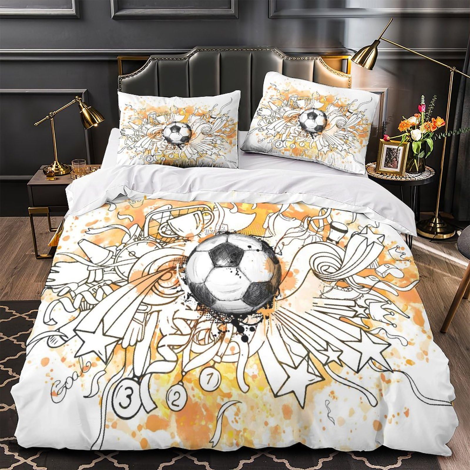 Housse de couette football fermeture éclair 200x200 évite la couette qui glisse et s'use vite