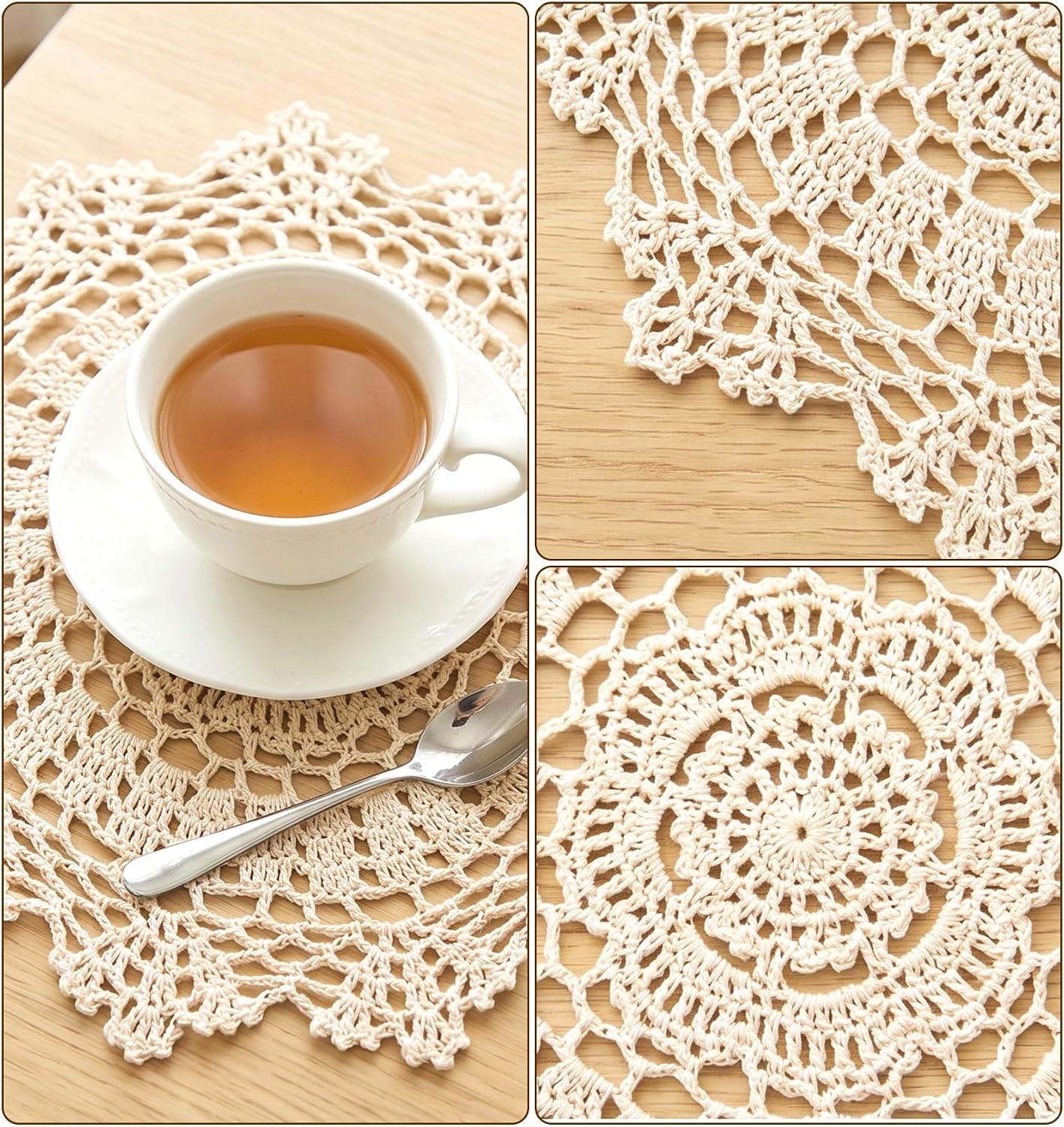 2PCS Large Doilies, Round Crochet Dollies for Tables (11.81 Inch)