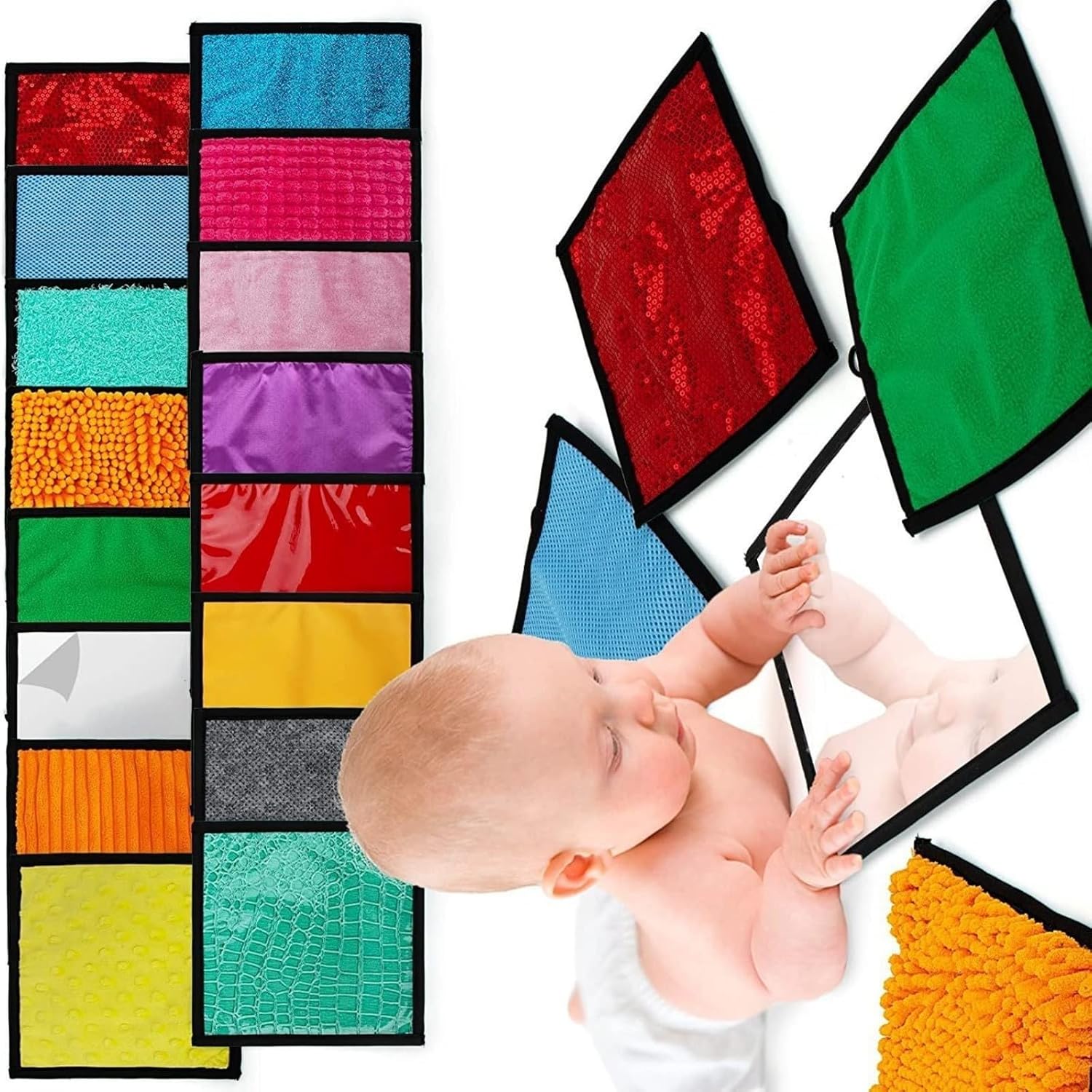 Set of 16pcs Soft Infant Activity Mat Machine Washable Multi Sensory Textures for Early Learning and Safe Exploration Sensory Play Mat