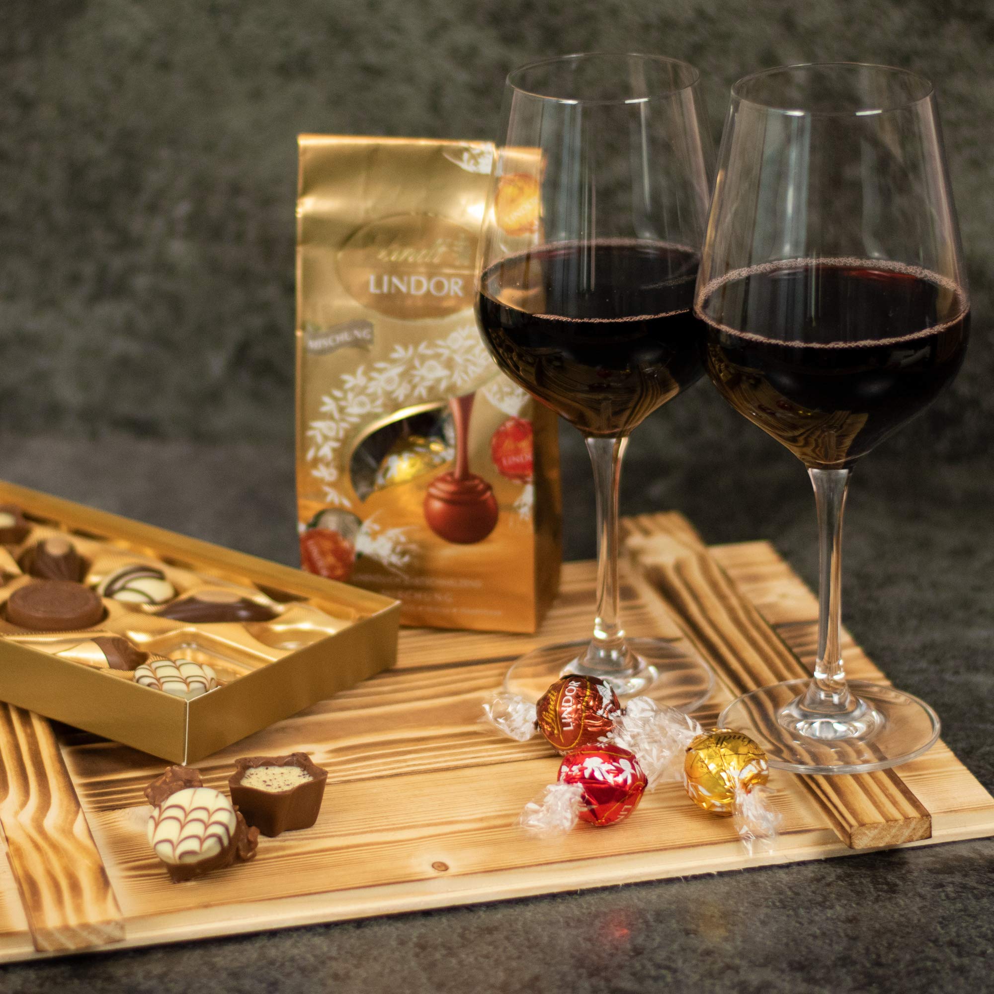 Geschenkset Mailand | Geschenkkorb gefüllt mit Rotwein & Lindt Pralinen | Wein und Schokolade Präsentkorb für Frauen & Männer zu Geburtstag, Dankeschön, Muttertag