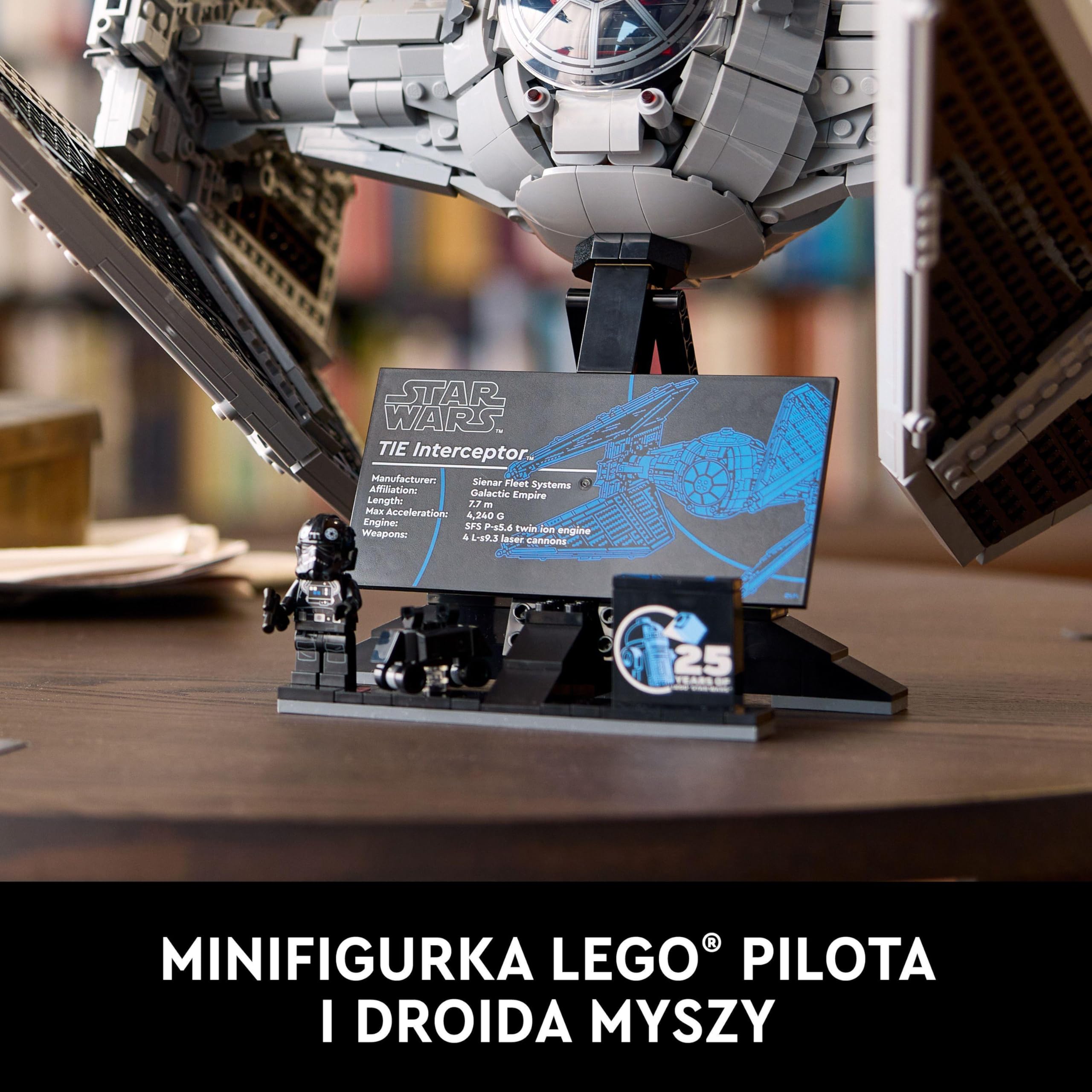 LEGO Star Wars TIE Interceptor 75382 | Model myśliwca, kolekcjonerski zestaw klocków dla dorosłych, prezent dla fana Star Wars, ozdoba na biurko, 1931 elementów
