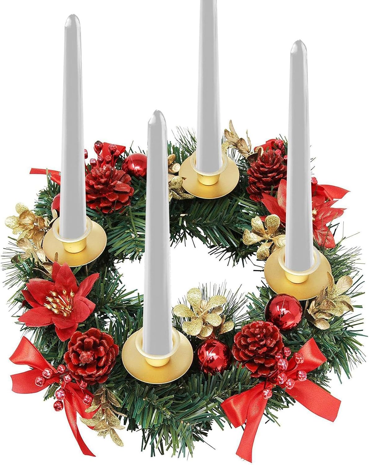 Candle Holder Wreaths, Wreath Candle Holder Decoration, Artificial Christmas Rings, Wreaths Rings for Wedding Centerpiece Table Decoration