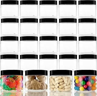 Small Plastic Containers With Leads - 5 OZ Small Jars with Lids - 24 Pack - Great as Travel Containers for Creams, Cosmetic - Leak Free