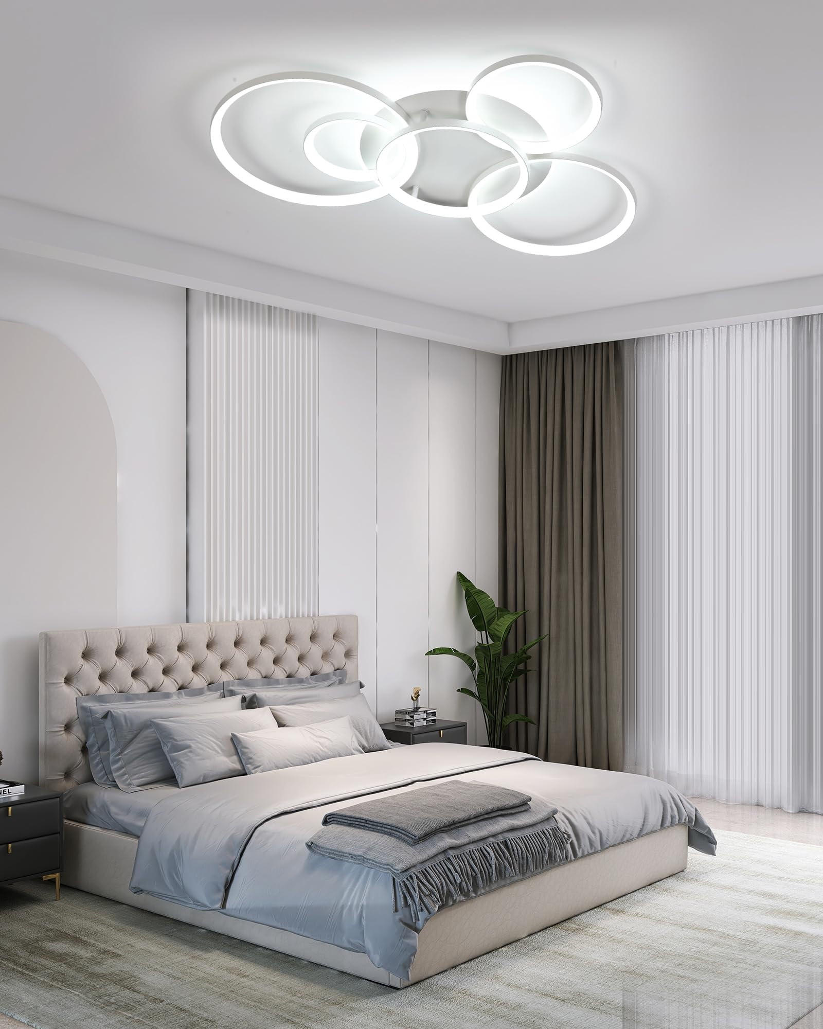 Plafoniera LED Soffitto Moderna, Lampadario Camera da Letto 86 * 60cm，Plafoniera LED Dimmerabile 3000K-6000K per Soggiorno Camera da Letto Sala da Pranzo 75W