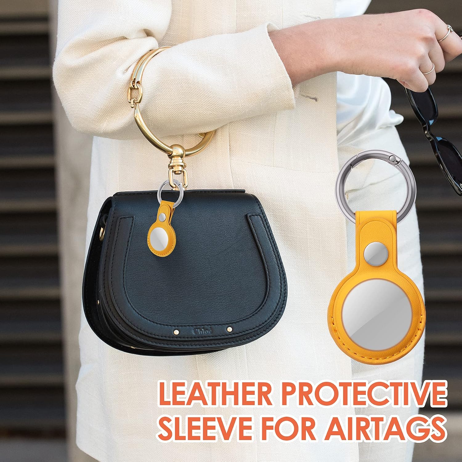 tomorotec 2 pack anti lost pu leather protective case for airtag safety protector case cover with keychain ring for apple airtag tracking locator tra