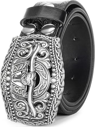 Western-Cowboy-Leather-Belts for Women Turquoise Buckles-Belt Embossed Cowgirl Waist Belt for Jeans Fit for 25"-39"