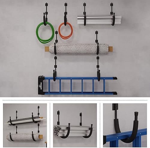Miniatura 10 de Rad Sportz Ganchos de garaje paquete de 4  Solución de almacenamiento para herramientas colgantes, mangueras, palas y equipo deportivo  Perchas de