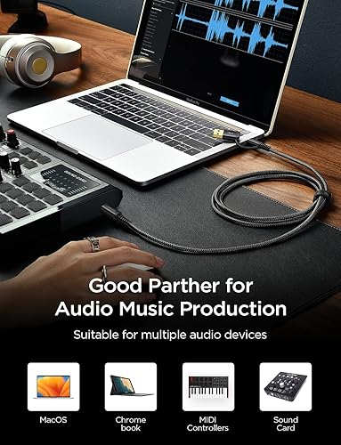 Miniatura 3 de AINOPE Cable de impresora negro de 6.6 pies, cable USB A y USB C a USB-B 2.0 para MacBook Pro, cable USB C MIDI nuevo nailon trenzado nunca ruptura