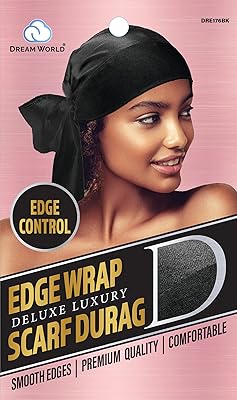 Dream World Edge Wrap Scarf Durag - Black (Pack of 3)