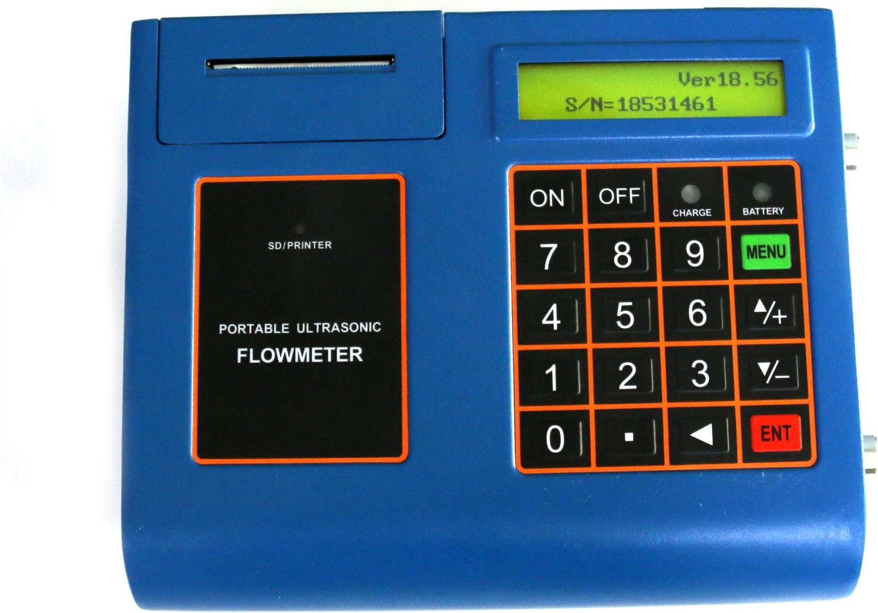 BYQTEC BYQ-200P-TS-2+TM-1+TL-1 Portable Digital Ultrasonic Flow Meter Flowmeters for DN25mm to DN6000mm Pipe Size for Liquids Temp is -30℃ to 90℃ Water Flowmeter for PVC Pipe with Printing Function