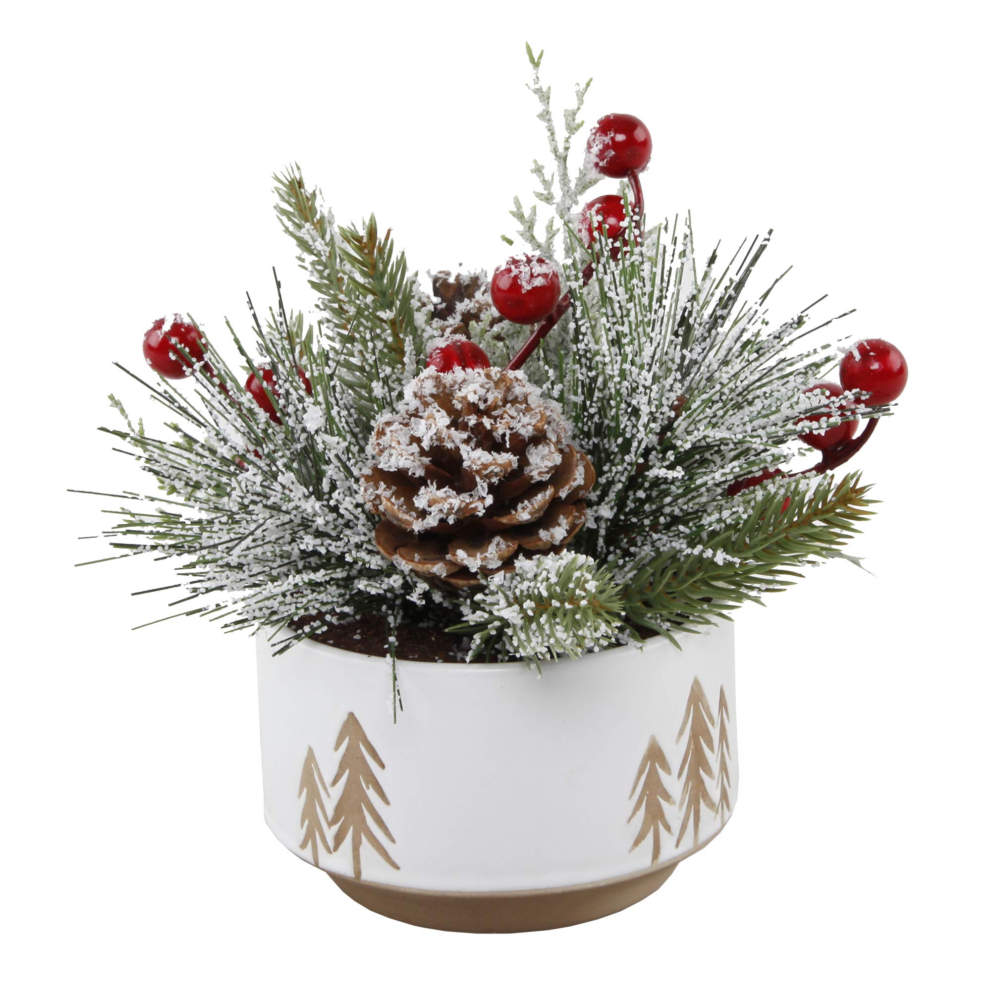Flora BundaXmas Mix in 4.24" Ceramic Reverse Tree Pot, SM White CH1836E-WH