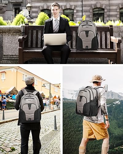 Miniatura 8 de Mochila grande de viaje y para laptop, es impermeable, antirrobo, con cerradura y puerto de carga USB, para negocios, hombres, mujeres, escuela,