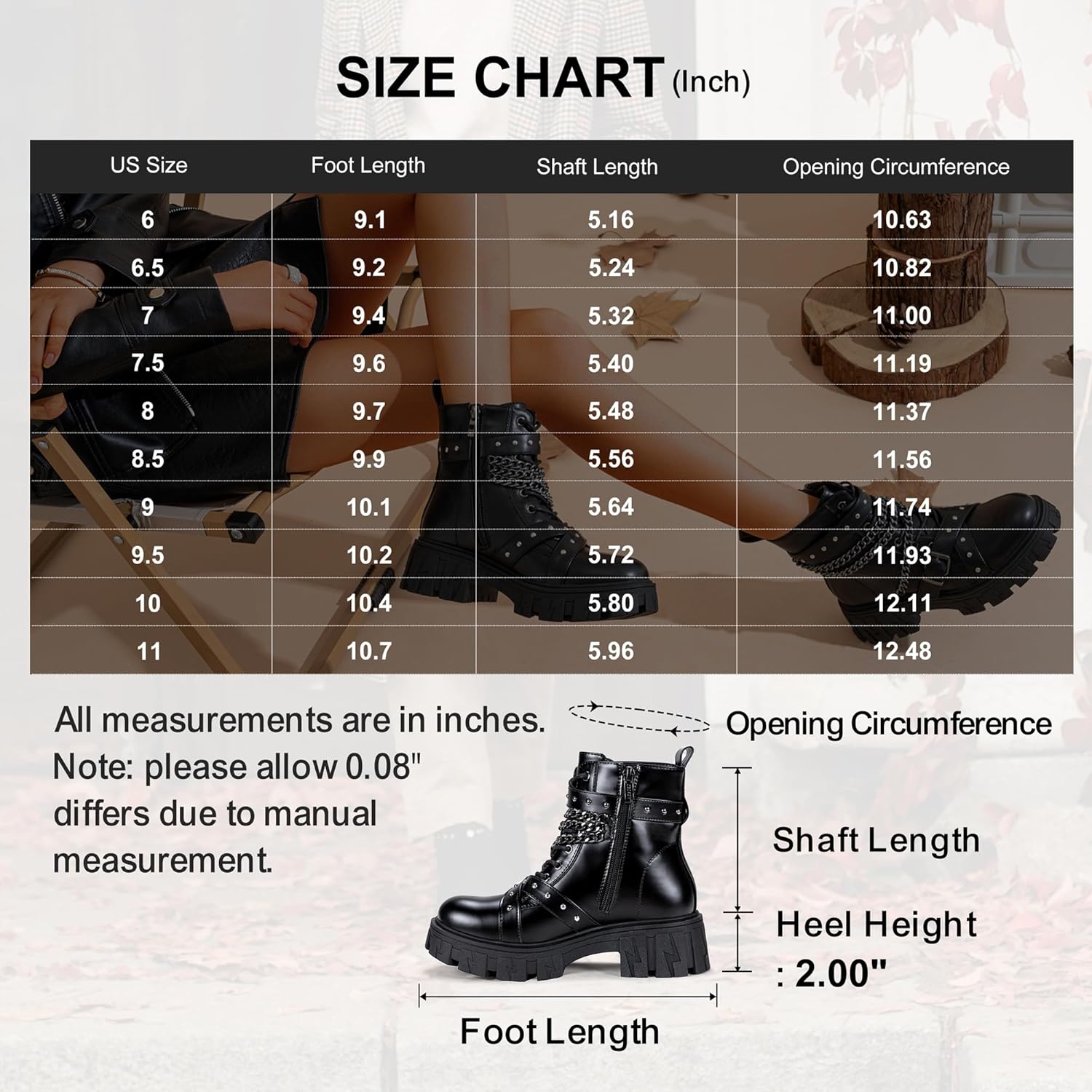 Jeossy Women's 9620 Chelsea Combat Boots, Platform Ankle Boots Chunky Heel, Fashion Lug Sole Slip on Booties with Elastic Band - Image 7