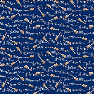 Musical Cats Guitar Navy Fabric