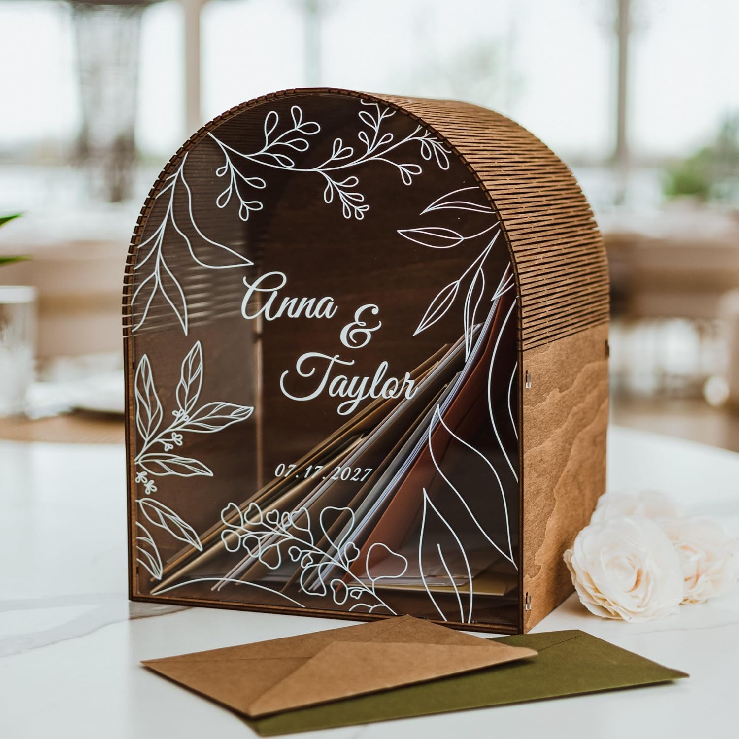 Wedding Card Box for Reception - Personalized Wooden Post Box