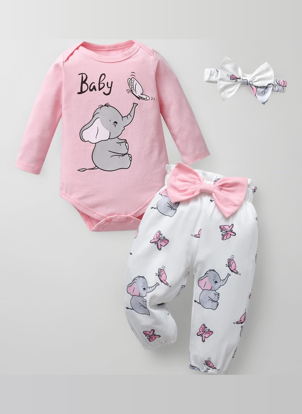 Newborn Baby Girl Clothes Infant Long Sleeve Letter Print Ruffle Romper + Pants Outfits Set