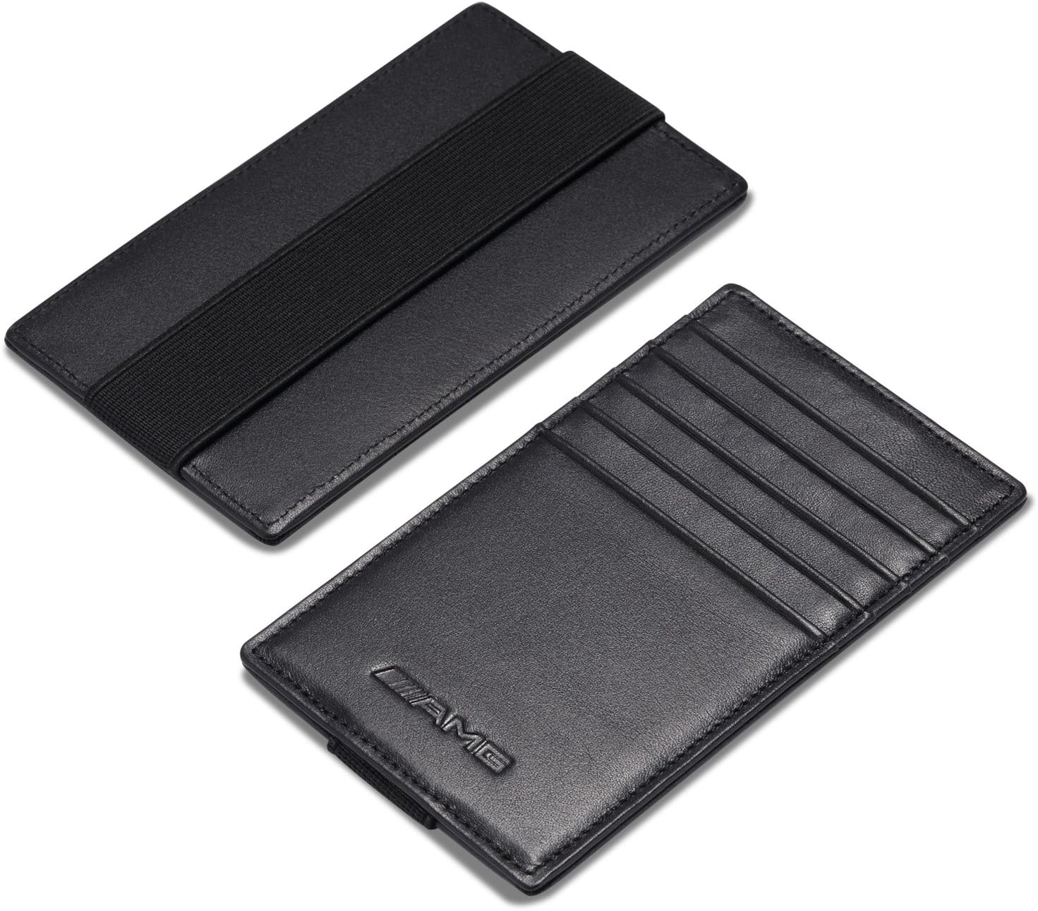 AMG Car Sun Visor Card Holder with Elastic Band Fastener - Italian Calfskin