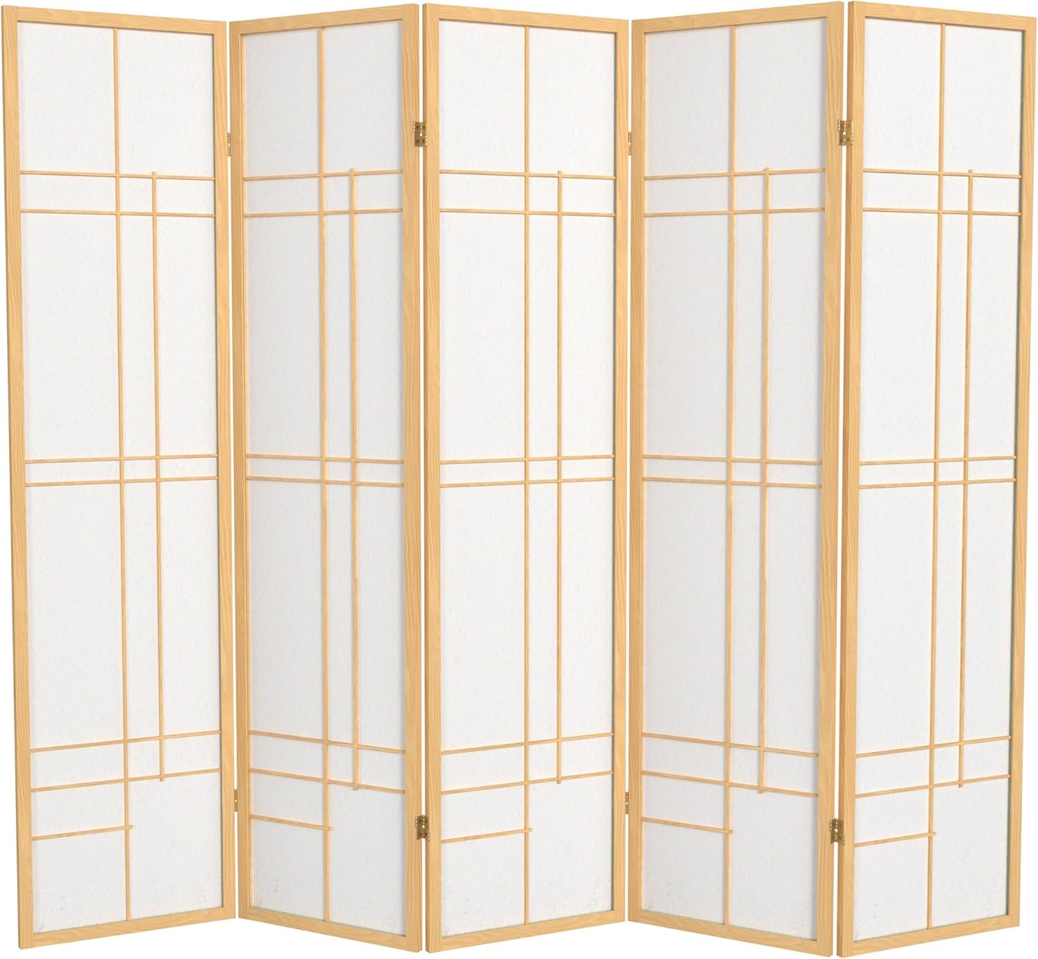 Red Lantern 6 ft. Tall Eudes Shoji Screen - Natural - 5 Panels