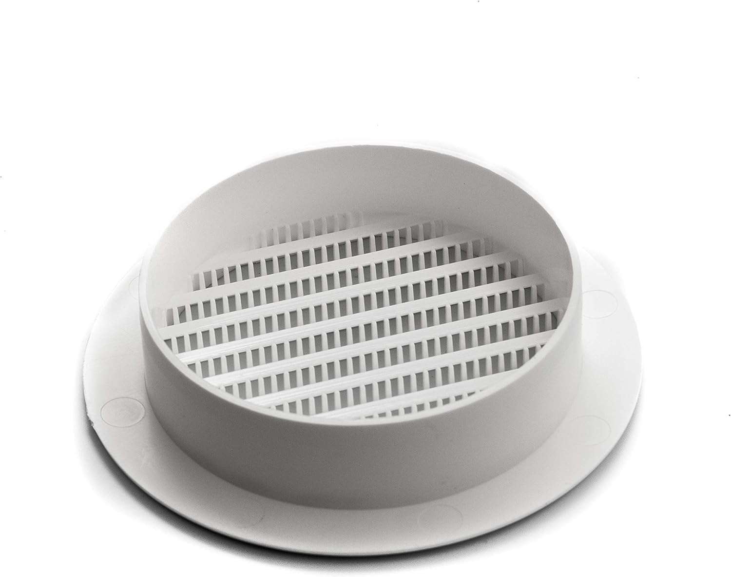 Vent Systems 100 mm / 4" Inch Round Soffit Vent Cover, White Louvered Plastic Grill Cover, Vent Grille with Screen Mesh, HVAC - Image 3