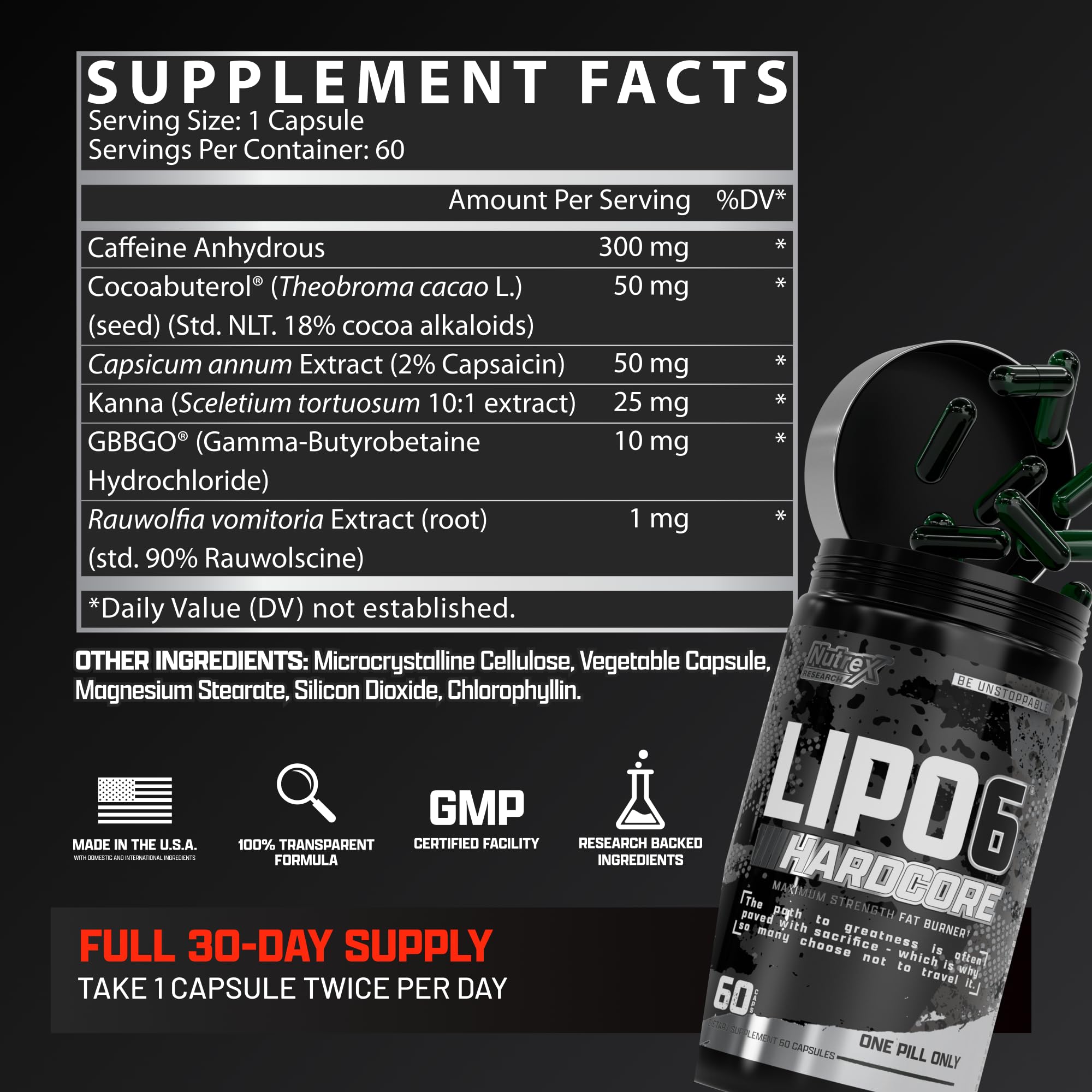 Nutrex Research Lipo-6 Hardcore Energy Dietary Capsules, 60 Count — Amazon image 8