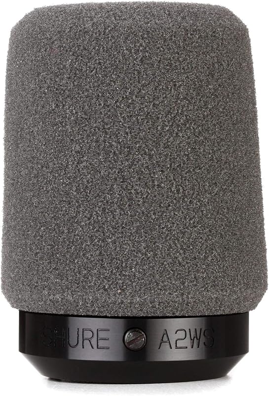 Shure A2WS Locking Microphone Windscreen - Reduces Unwanted Breath and Wind Noise, Gray - Compatible with SM57 and 545 Series Mics (A2WS-GRA)
