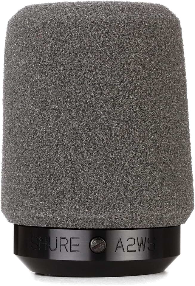 A2WS Locking Microphone Windscreen - Reduces Unwanted Breath and Wind Noise, Gray - Compatible with SM57 and 545 Series Mics (A2WS