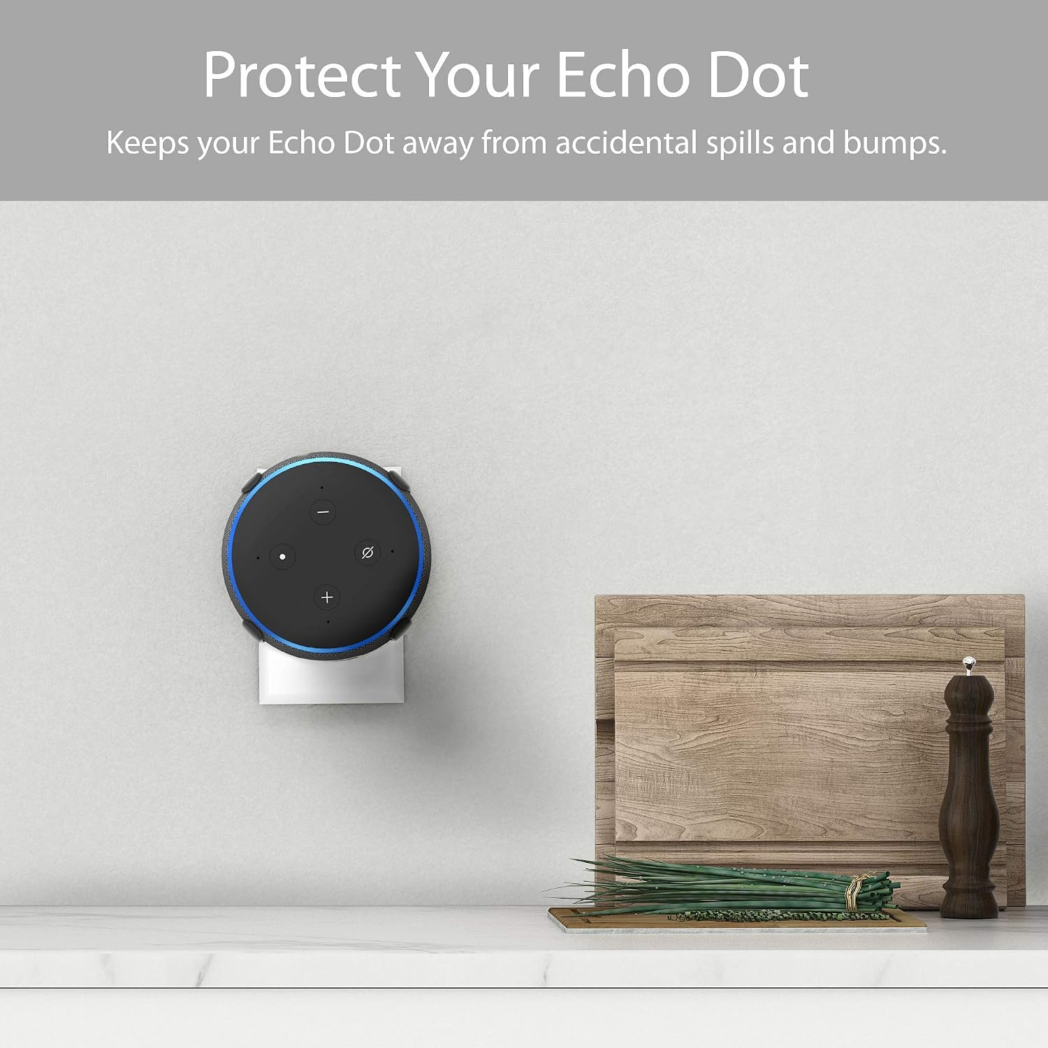 TotalMount Echo Dot (3rd Gen) Power Outlet Mount (Includes Cable Management) - Black